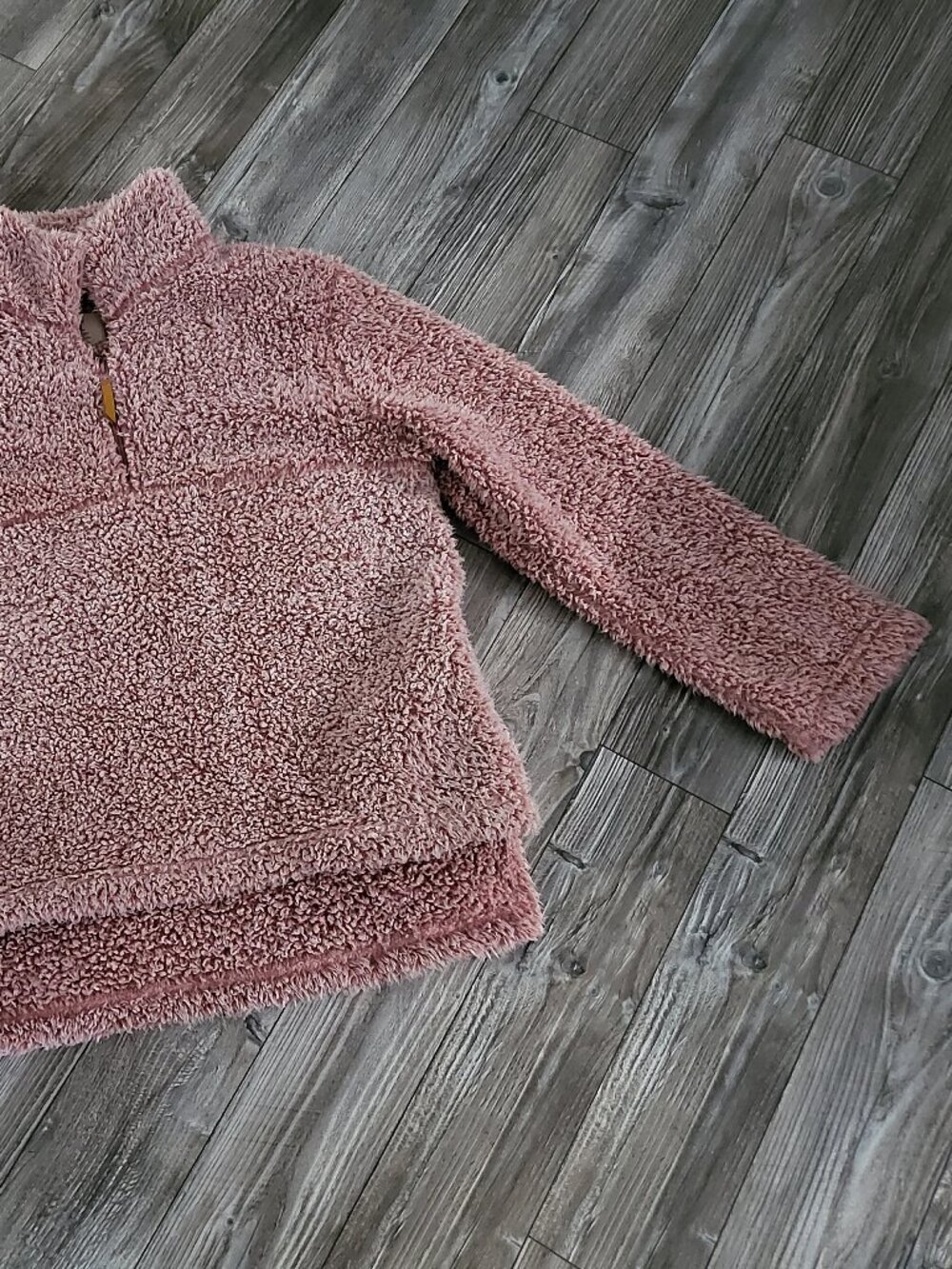 Sherpa Fleece Quarter-Zip Pullover XL Pink Oversized Style - Picture 7 of 12